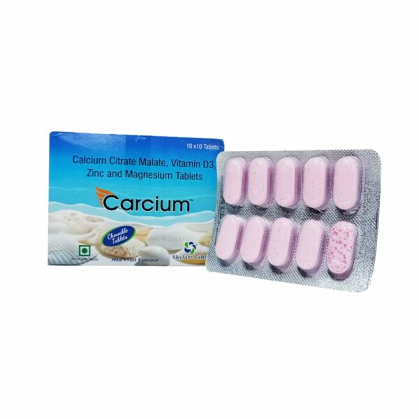 Elevate your bone and mineral health with Carcium, a cutting-edge blend of Calcium Citrate Maleate, Calcitriol, Zinc Sulfate Monohydrate, and Magnesium Hydroxide. This advanced formulation ensures robust skeletal support and overall well-being